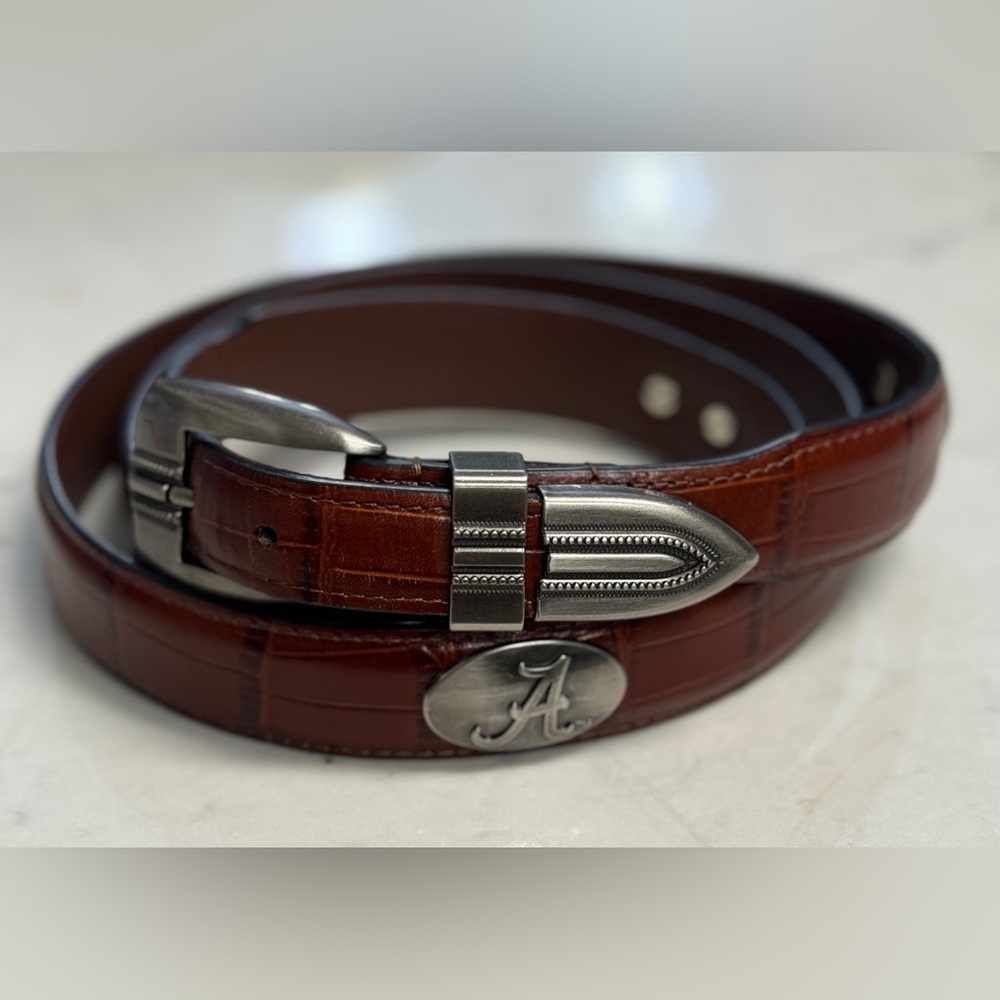 ZEP-PRO Alabama Crimson Tide BOLPT-CROC-Tan Brown Leather Belt Size 56